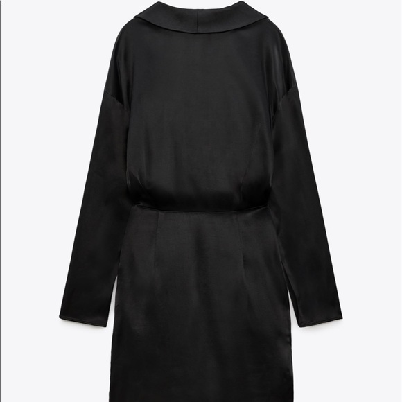 Zara Jewel Trim Satin Effect Dress Black Draped - Picture 7 of 14